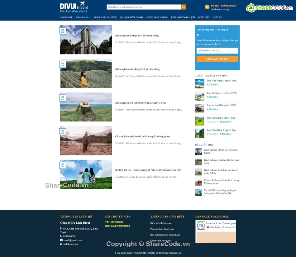 Website du lịch,website du lịch,website giới thiệu khách sạn,web giới thiệu tour du lịch,code du lịch đặt phòng