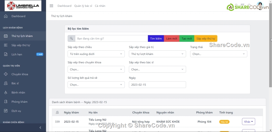Website quản lý,khám bệnh,hỗ trợ