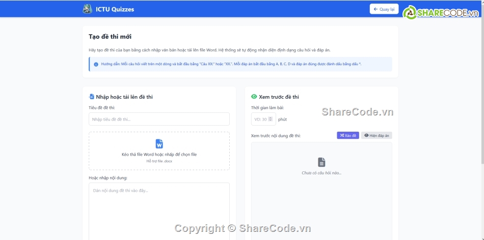 Code web,trắc nghiệm trực tuyến,full code kiểm tra trắc nghiẹm
