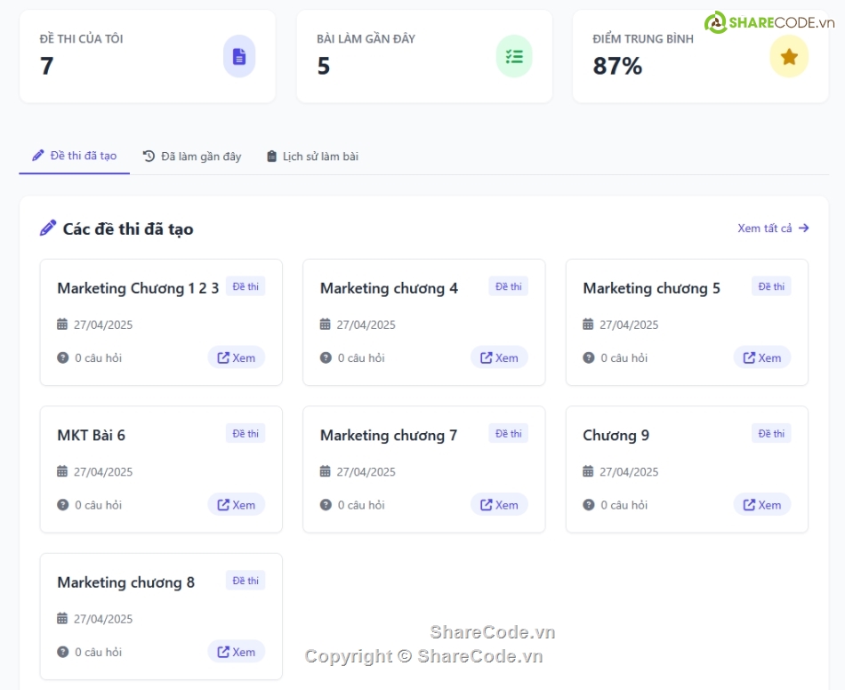 Code web,trắc nghiệm trực tuyến,full code kiểm tra trắc nghiẹm