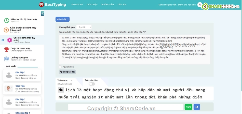 Website luyện gõ phím ASP.NET MVC,SQL Server,lập trình web,asp.net,MVC