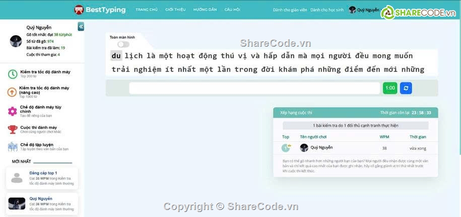 Website luyện gõ phím ASP.NET MVC,SQL Server,lập trình web,asp.net,MVC,full báo cáo và slide