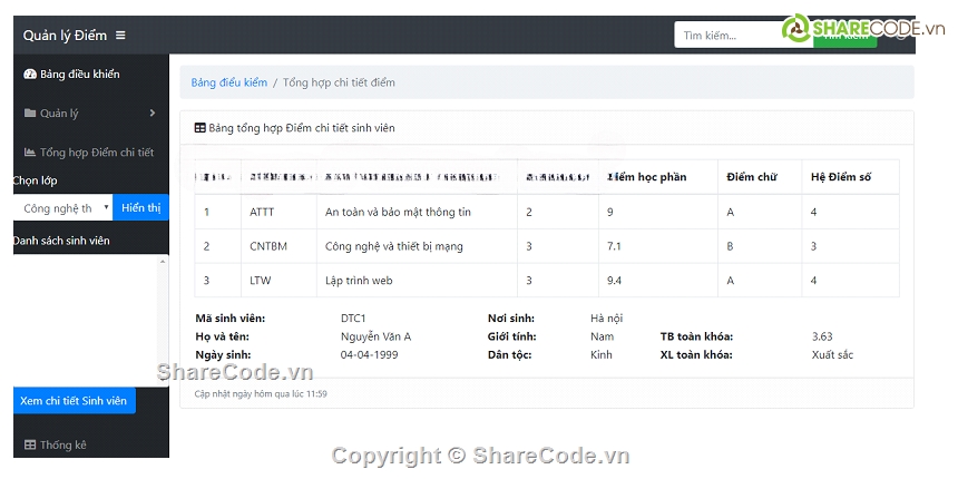 website quản lý điểm,web quản lý sinh viên,web php