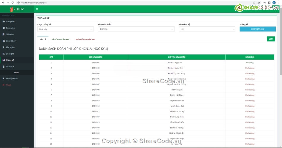 Website quản lý,Code quản lý,Code quản lý đoàn viên