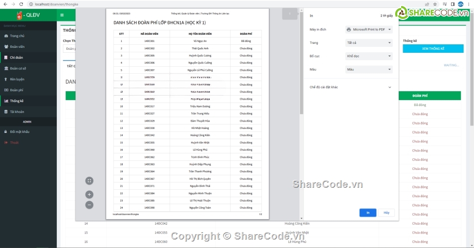 Website quản lý,Code quản lý,Code quản lý đoàn viên