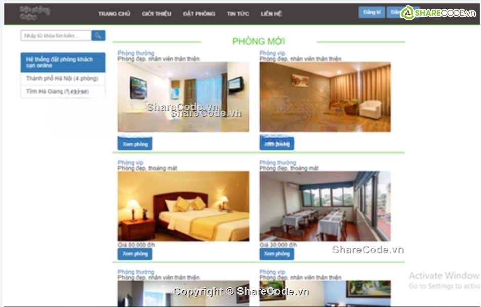 Website quản lý,full báo cáo,Website khách sạn
