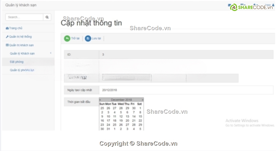 Website quản lý,full báo cáo,Website khách sạn