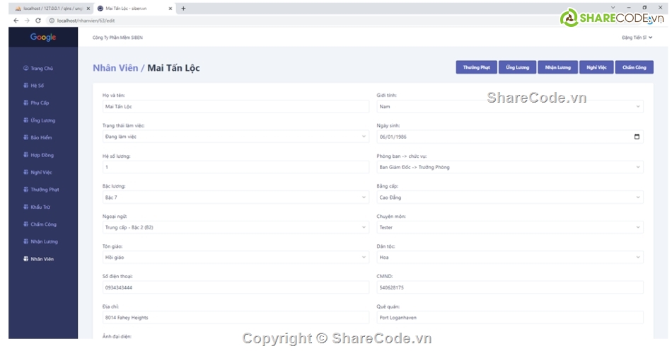 quản lý nhân sự,web quản lý nhân sự,web quản lý