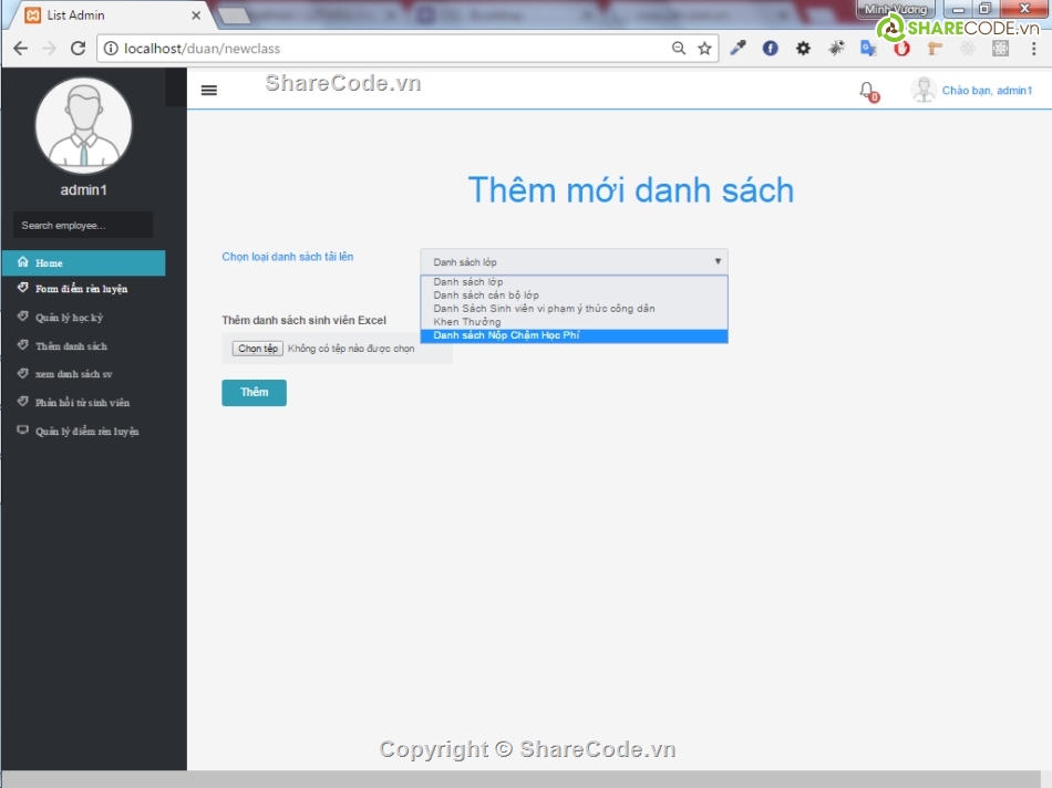 web quản lý sinh viên,thực tập,web quản lý,php