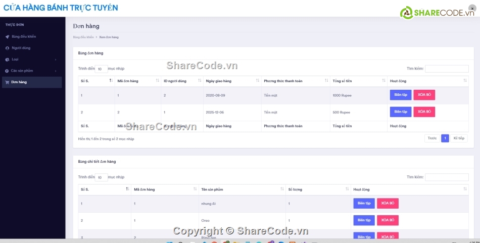 Website quản lý,bán bánh,cửa hàng bánh