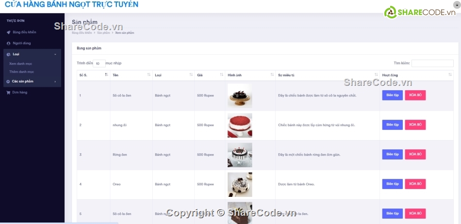 Website quản lý,bán bánh,cửa hàng bánh