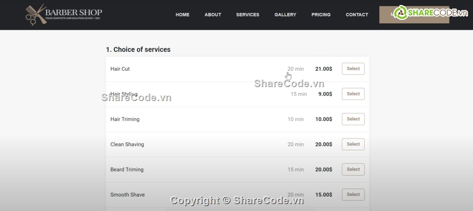 Website quản lý,tiệm cắt tóc,quản lý