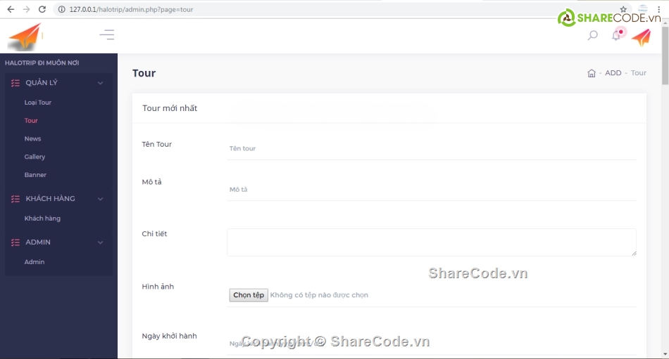 web php,web dat tour,web quản lý