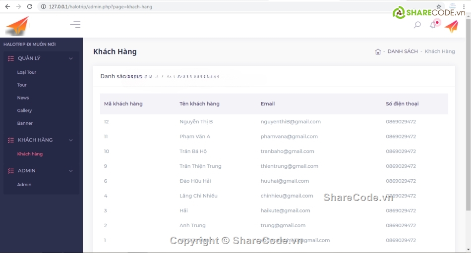 web php,web dat tour,web quản lý
