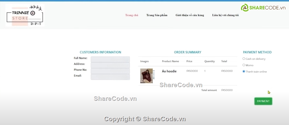 đầy đủ chức năng,shop online,Web shop online