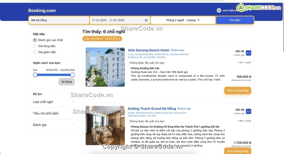 booking homestay network,webste quản lý và đặt phòng khách sạn,web booking,web thuê phòng