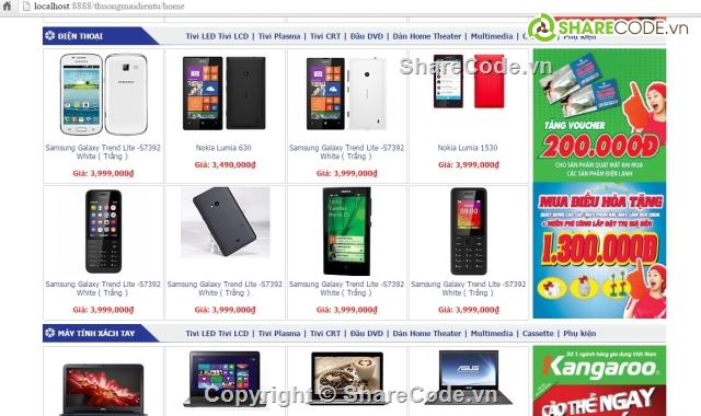 code PHP giao diện đẹp,Thương mại điện tử,website bán hàng,web bán điện tử,web bán tivi