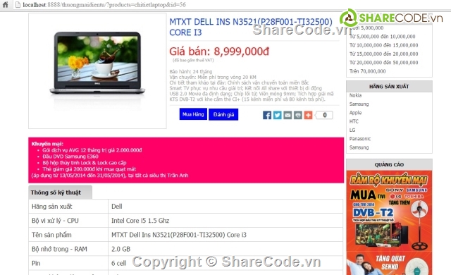 code PHP giao diện đẹp,Thương mại điện tử,website bán hàng,web bán điện tử,web bán tivi