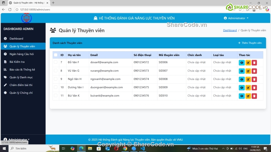Website quản lý,quản lý nhân sự,website trắc nghiệm,quản lý bài kiểm tra,quản lý nhân lực