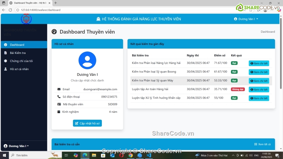 Website quản lý,quản lý nhân sự,website trắc nghiệm,quản lý bài kiểm tra,quản lý nhân lực