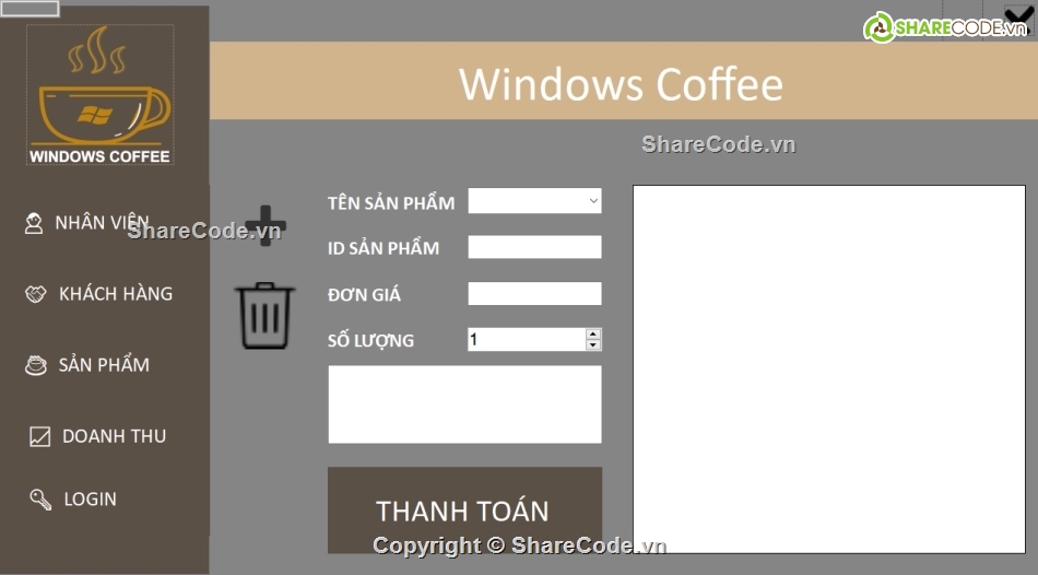 quan ly cafe,management coffee,quản lý quán cafe,Windows form cafe manager,quan ly coffee