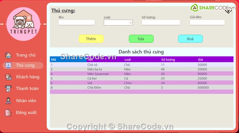 Code phần mềm quản lý,thú cưng,phần mềm quản lý,code quản lý cửa hàng,C# quản lý cửa hàng thú cưng