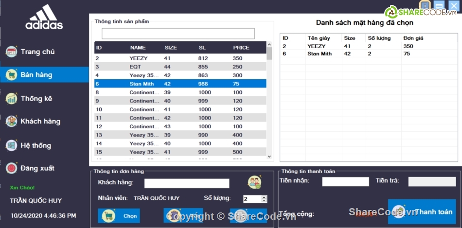 bán hàng thể thao C#,quản lý bán thể thao C#,C# bán hàng đồ thể thao,đồ án