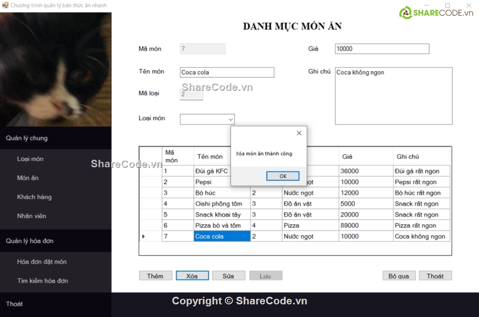 Code C# quản lý thức ăn,Code C# phần mềm bán hàng,C# quản lý món ăn,C# quản lý bán thức ăn