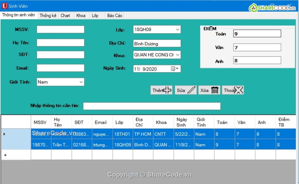 Quản lý sinh viên,Quản lý danh sách sinh viên,Phần mềm Student list management,phần mềm c#,đồ án môn học,phầm mềm quản lý sinh viên
