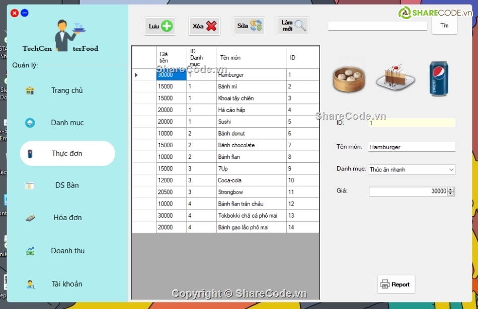 Quản lý quán ăn C#,quản lý quán ăn,SQL Server,Winform C#,ứng dụng quán ăn,phần mềm quán lý quán ăn