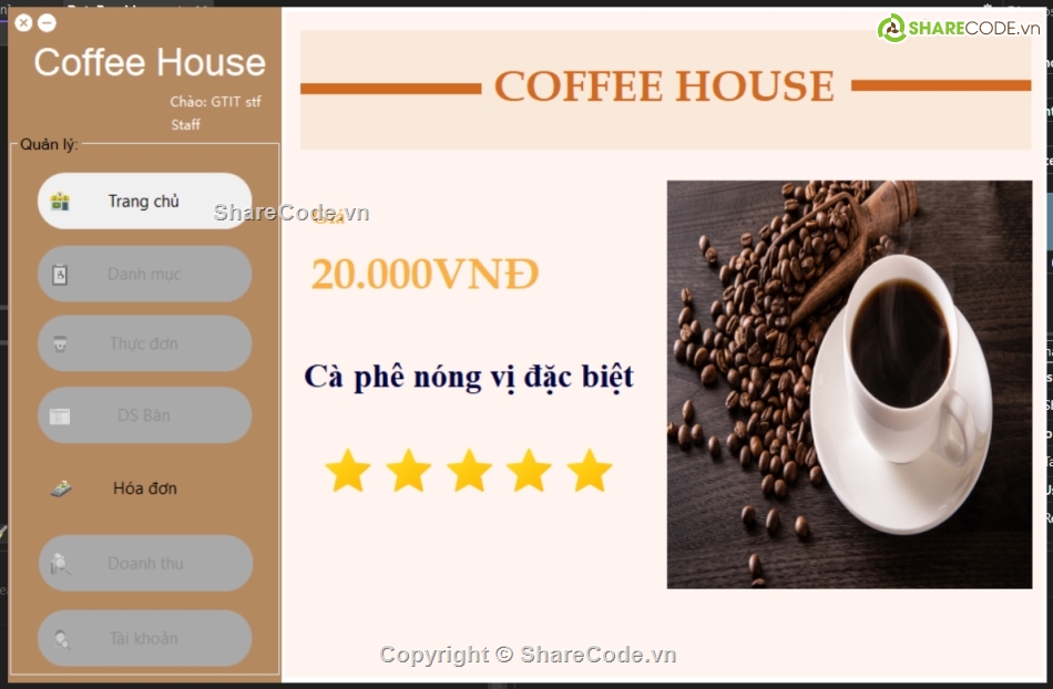 Code cafe SQL Server,code c# quản lý quán cafe,quản lý cafe winform c#,quản lý quán cà phê c#,winform quán cà phê,c# quản lý quán cafe