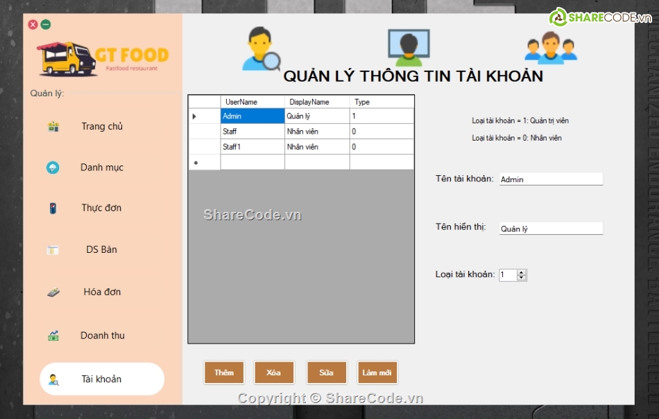 SQL Server,C#,Quản lý quán ăn C#,winform