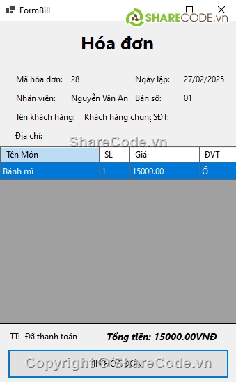 Đồ án,quán ăn,Quản lý quán ăn C#,BTL Winform,Sharecode