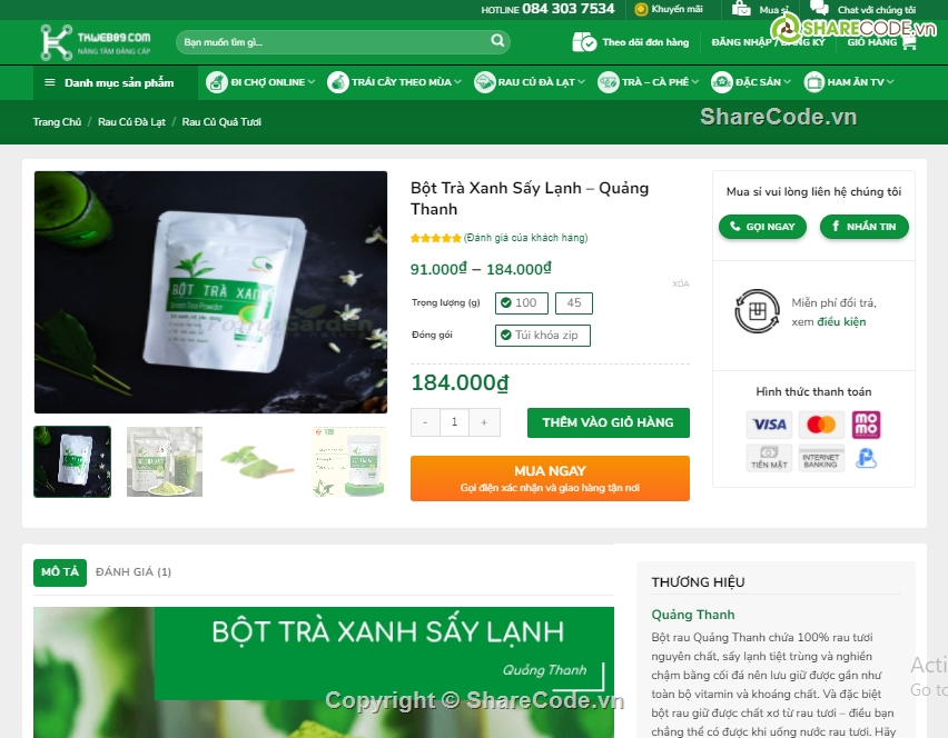 thực phẩm sạch,giao diện website thực phẩm sạch,bán thực phẩm