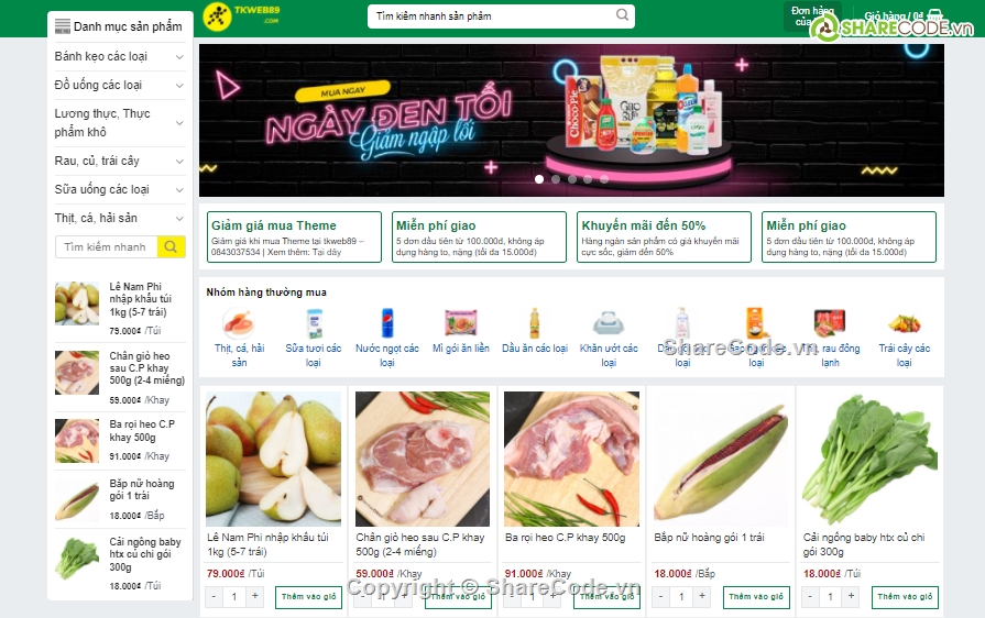 thực phẩm sạch,bán thực phẩm,web thực phẩm sạch,web siêu thị mini,web tạp hóa