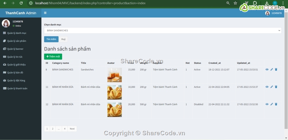 web php,Web đồ ăn,code php,code đồ án,code website,code đồ ăn