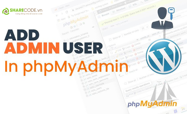 Tạo tài khoản Admin WordPress, Admin WordPress trong phpMyAdmin, tạo tài khoản admin shrecode, shrecode tạo tài khoản admin