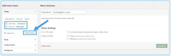 tạo menu, WordPress, tạo menu trong WordPress