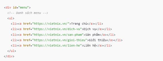 Tạo menu bằng HTML , Tạo menu bằng CSS, tạo menu HTML đơn giản