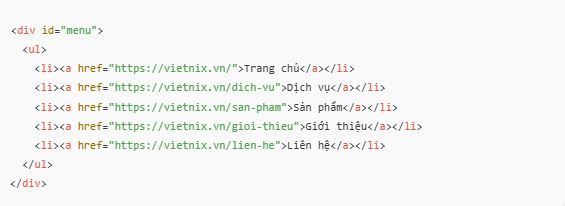 Tạo menu bằng HTML , Tạo menu bằng CSS, tạo menu HTML đơn giản