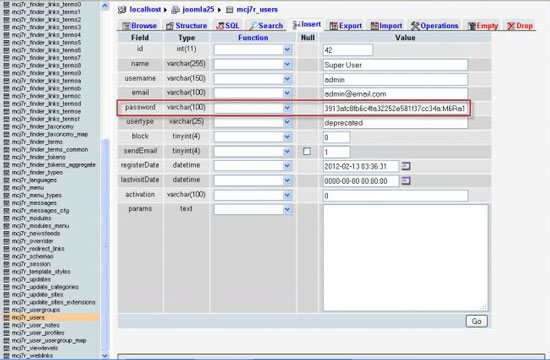 joomla password, khôi phục mật khẩu, thu thuat joomla, tự học joomla, joomla 