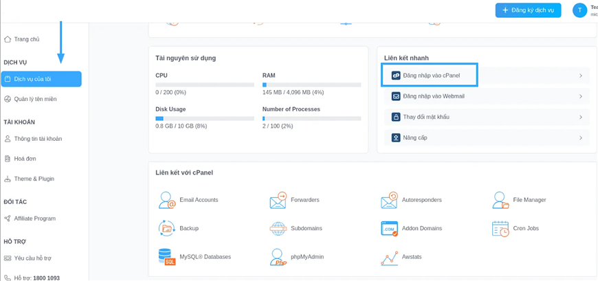 Hướng dẫn nhanh 2 bước thay đổi ngôn ngữ trong cPanel thay đổi ngôn ngữ trong cPanel