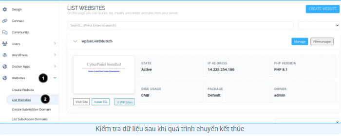 Hướng dẫn chuyển dữ liệu giữa hai máy chủ CyberPanel một cách nhanh chóng Tin tức công nghệ, cyberPanel, panel