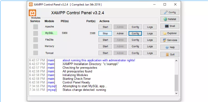 MySQL, unexpectedly, XAMPP