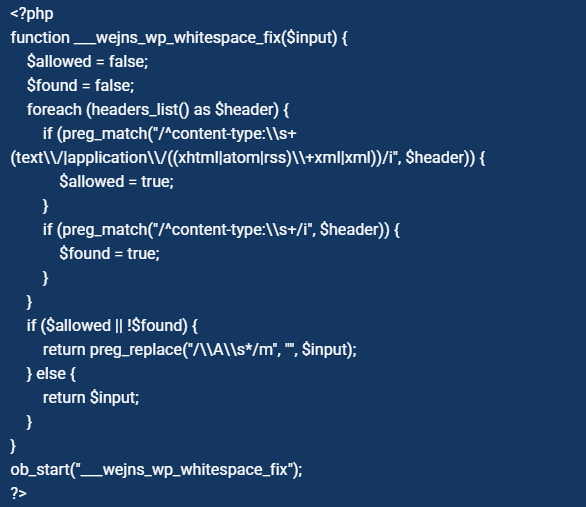 XML declaration, website, wordpress