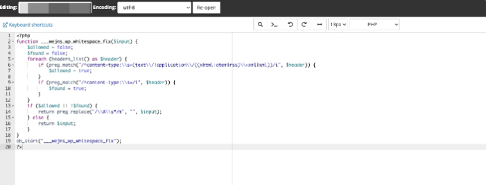 XML declaration, website, wordpress