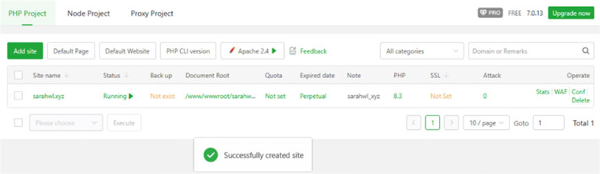 aaPanel, control panel, WordPress 