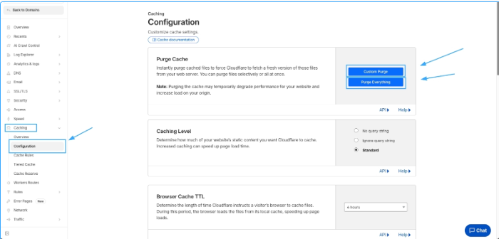 Cloudflare, cache, Purge cache trên Cloudflare
