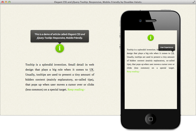 jQuery, Responsive, tooltips, Javascript,  Javascript tips
