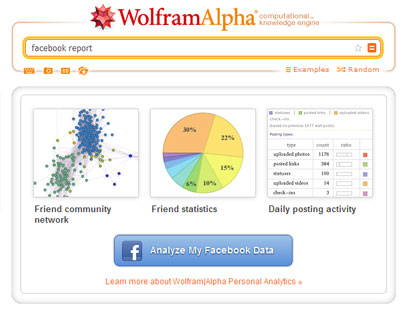 Facebook Report ,thu thuat facebook, facebook tips, wolfram alpha, thong tin facebook